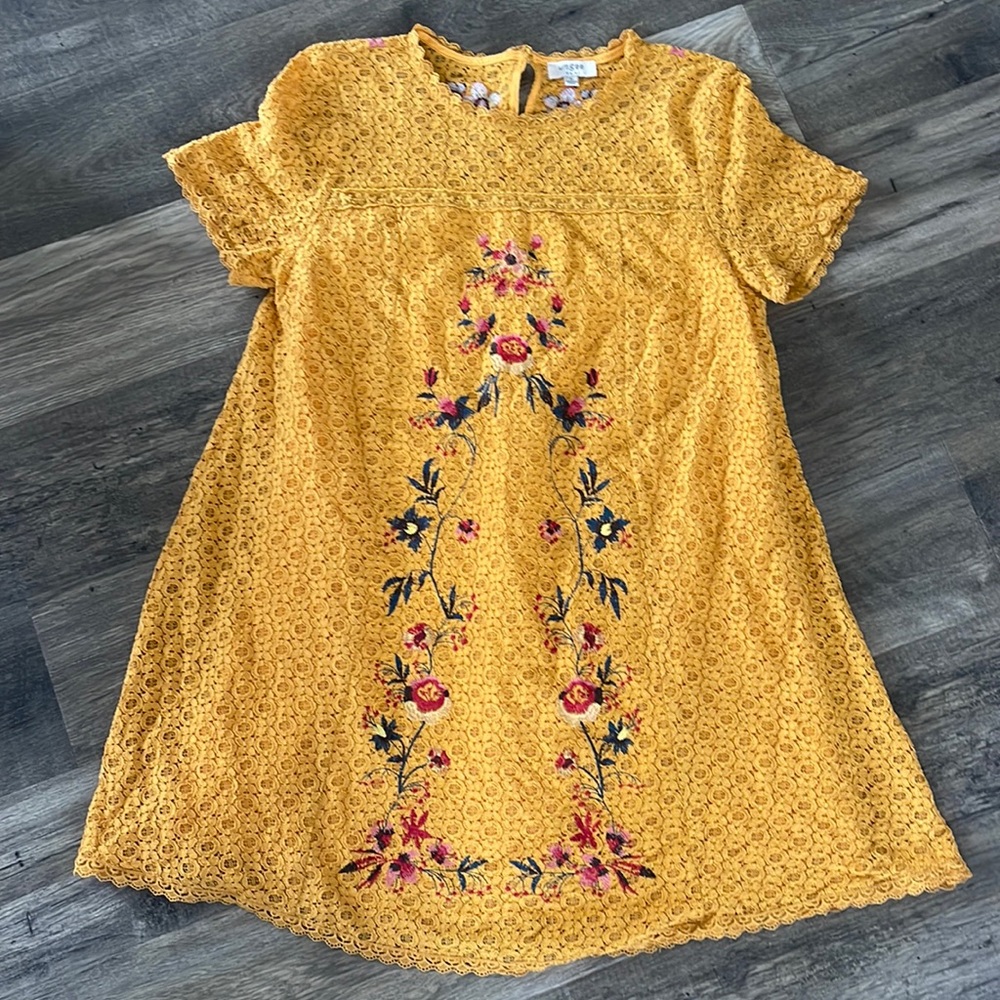 Umgee dress floral lace yellow Sz S
